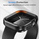 Metal Case Compatible with Apple Watch Case Series 9 8 7 45mm, 2 in 1 Rugged Protective Silicone Bumper Cover Compatible with iWatch 45mm (Black)