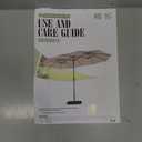 15 ft. Market Patio Umbrella 2-Side in Gray with Base and Sandbags