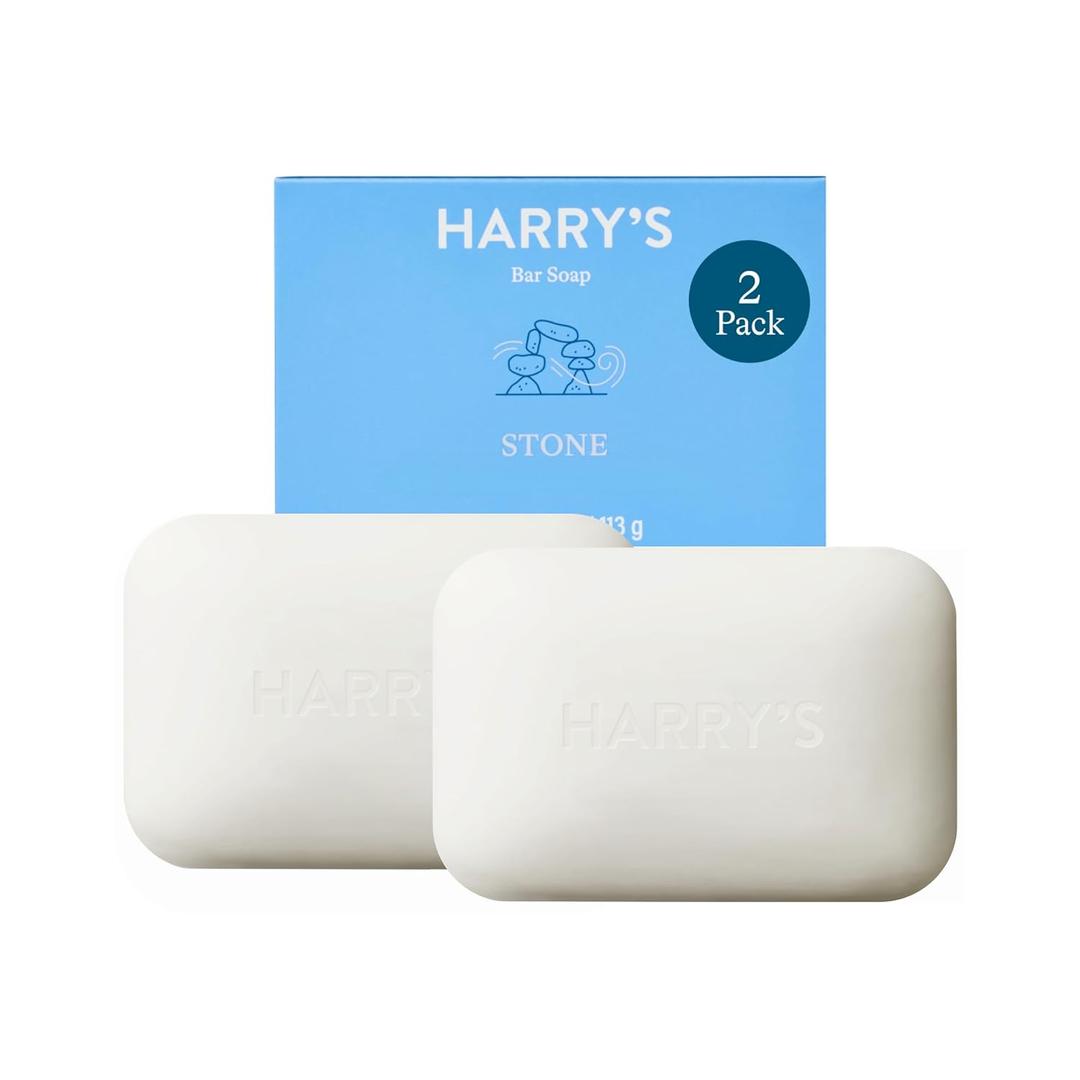 Harry's Bar Soap for Men - Stone Scent, 4 oz Body Soap Bars, 2 Pack