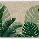 Baccessor Monstera Leaf Spring Door mat Banana Tropical Green Leaves Doormat Summer Welcome Mat Decorative Front Outdoor Door Mats Anti-Slip Rubber for Seasonal Kitchen Floor Decoration 17 x 29 Inch