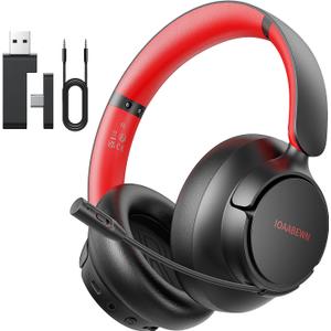 Wireless Gaming Headsets for PS5, PS4, 55Hr Battery 2.4Ghz /Bluetooth 5.3 Gaming Headphones with Microphone, Gamer Headset Wireless for PS5, Switch, PC, Black&Red