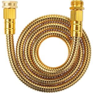 UNCO- Stainless Steel Metal Hose, 5 Feet - Gold, No Kink, Short Garden Hose