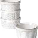 LE TAUCI Ramekins 8 oz, Ramiken for Creme Brulee, Lava Cake, Pudding, Souffle, Pot Pie, Ceramic Baking Dishes, Oven Safe - 4.3 inch, Set of 4, Arctic White