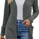 Cardigan for Women Long Sleeve Women Casual Outwear Soft Knit Coat for Women Fashion Trendy(Dark Green, 2XL)