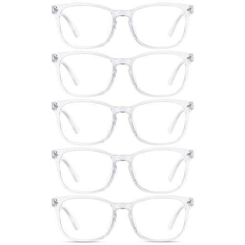 Blue Light Glasses for Woman Men | 99% Blue Light Blocking Glasses for Computer Gaming TV Phone Screen Square Frame | Anti Eyestrain & UV Glare Protection - 5 Pair