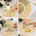 100PCS Clear and Gold Plastic Plates, Gold Disposable Plates Heavy Duty, Elegant Floral Plastic Plate Include 50 Dinner Plates and 50 Dessert/Salad Plates for Party & Thanksgiving