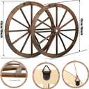 Qunclay 2 Pcs Wagon Wheel Decor Wooden Western Cowboy Party Decorations Vintage Rustic Wagon Wheel Wood Cartwheel Decor for Bar Garage Indoor Outdoor (Brown,18 Inch)