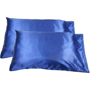 Flow's Linen Luxury Silky Super Soft Pure 100% Silk Pillowcase Pack of 2 with Hidden Zipper Body Size (20" x 54") - White (Royal Blue Solid)
