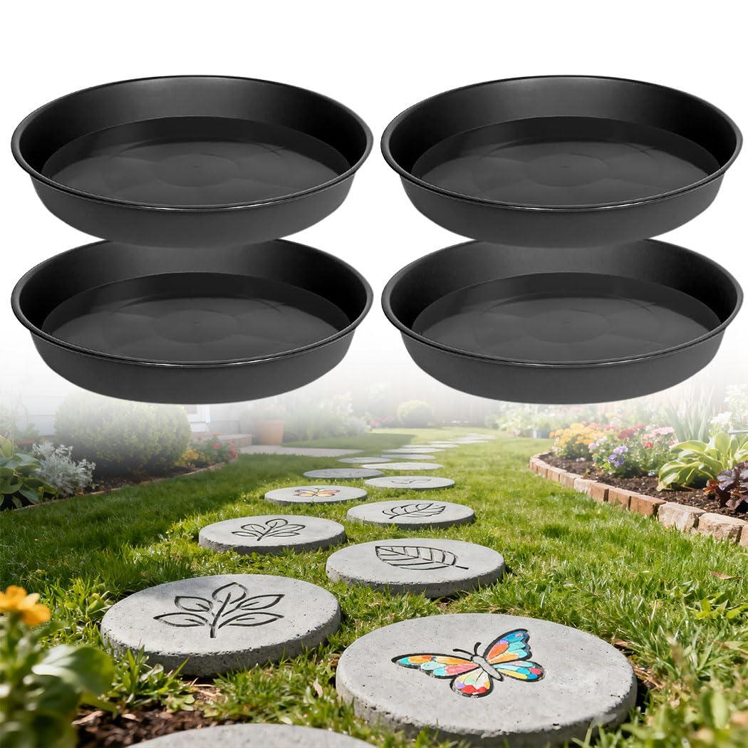 8 Pcs Stepping Stone Mold, Round Plastic Paver Molds for Concrete, Dia 15.1in/ 1.53 in Depth Cement Black Tray, Reusable DIY Form for Paving Garden Path, Walkway, Patio, Outdoor Landscaping