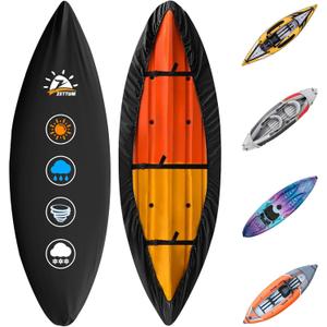 Zettum Kayak Cover 14 FT - 600D Canoe Cover for Outdoor Storage, Heavy Duty & Waterproof, Fade-Resistant Kayak Accessory for Canoe, Paddle Board, SUP, Boat, and Kayaks