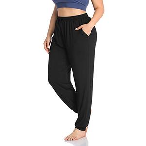 ZERDOCEAN Women's Plus Size Casual Lounge Yoga Pants Comfy Relaxed Joggers Pants Drawstring with Pockets Black 3X