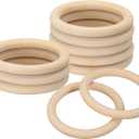 uxcell 10Pcs 90mm(3.5-inch) Natural Wood Rings, 10mm Thick Smooth Unfinished Wooden Circles for DIY Crafting, Knitting, Macrame, Pendant