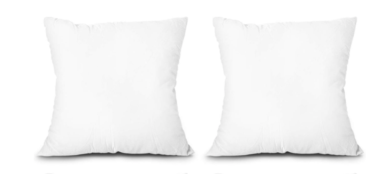 EDOW Throw Pillow Inserts, Set of 2 Lightweight Down Alternative Polyester Pillow, Couch Cushion, Sham Stuffer, Machine Washable. (White, 18x18)