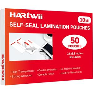 50 Pack Self Sealing Laminating Pouches for Small Business Card,10 Mil Thick Waterproof Double-Sided Self Adhesive Laminating Pouches,2.6x3.9 Inches, No Laminator Machine Needed