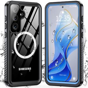ANTSHARE Magnetic for Samsung Galaxy S25 FE Case, Waterproof with Built in Screen Protector & Camera Protection, [Compatible with MagSafe] [IP68 Underwater], Full Body Rugged Phone Case 6.7'' - Blue