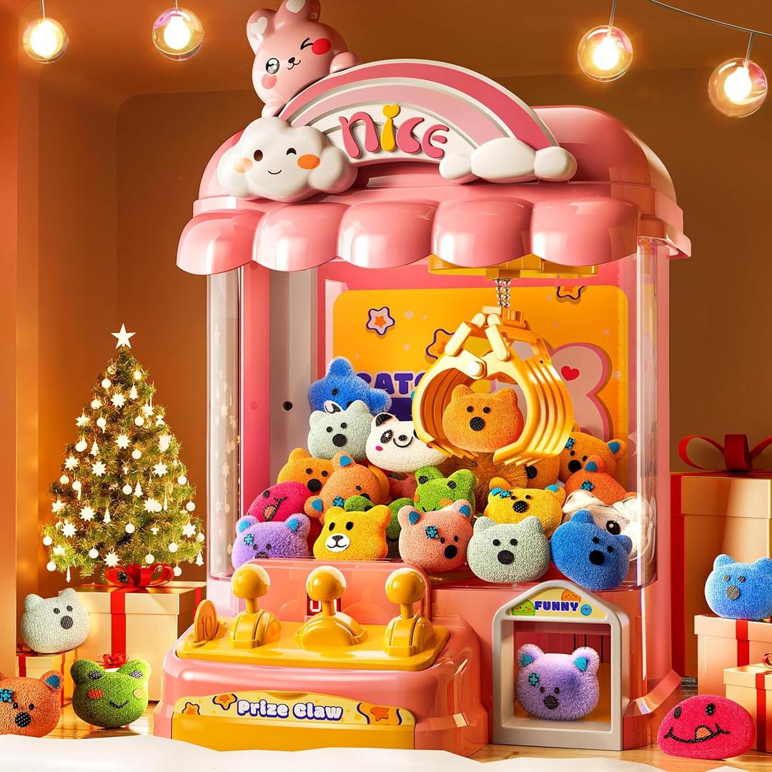 MSKOLER Claw Machine for Kids 3 4 5 6 7 8 Girls Boys, Electronic Toy Vending Machine for Toddlers Age 4-6 with Sound, Game Coins 10 Plush Toys