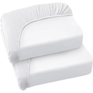 Twin Fitted Sheet Only, Twin Size Sheets for Kids Up to 12 Inches Deep Procket, Single Bed Mattress Sheets Stretchable Breathable Jersey Knit Cover, 2 Pack, White