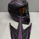 Dirt Bike Helmet Motocross ATV Motorcycle Full Face Off-Road E Bike Helmet DOT with Goggles Gloves Mask Purple Stripe L (58-59 cm)