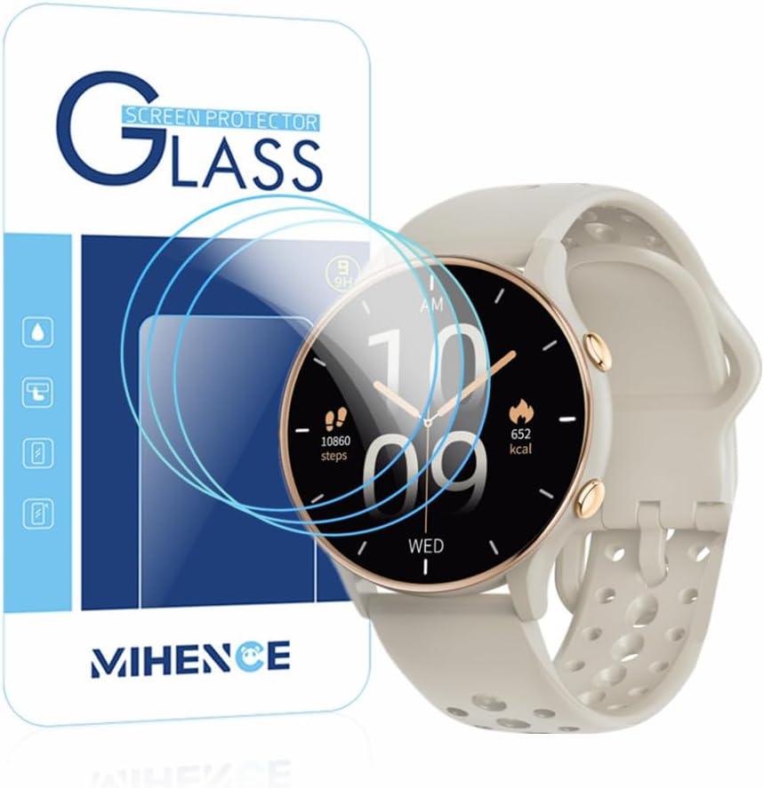 Screen Protector Compatible for KEEPONFIT 1.27'' Smart Watches, 9H Tempered Glass Protective Film [ 3PCS ]