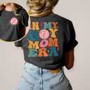 Mom Shirt for Women Boy Mama Graphic Short Sleeve Mom Life Casual Tee Tops (Gray, S)