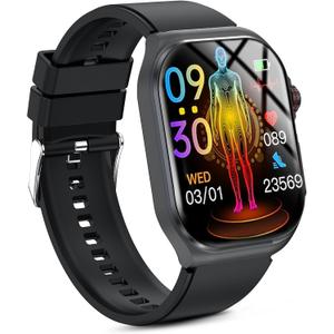 Health Smart Watches for Men Women - 1.87'' Large Display Fitness Trackers Watch with Heart Rate, Blood Pressure, Blood Oxygen, Sleep & Stress Track, 110+ Sports Modes, IP68 Waterproof Watch, Black
