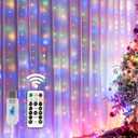 HOME LIGHTING Window Curtain String Lights, 300 LED 8 Lighting Modes Fairy Copper Light with Remote, USB Powered Waterproof for Christmas Bedroom Party Wedding Home Garden Wall Decorations, Multicolor