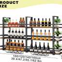 Wine Rack Wall Mounted with LED Lights, 3 Tier Metal Liquor Floating Display Shelves, with Wine Glass Rack, Iron & Wood Industrial Wall Wine Rack, for Bar, Kitchen, Cafe (Black, 47.2in)