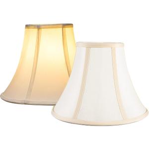 Bell Lamp Shades Set Of 2, Spider Silk Shantung for Table & Floor Lamps, Off White, 8''x16''x11''