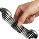 Magnetic Measuring Spoons Set of 6 Stainless Steel Dual Sided Stackable Teaspoon for Measuring Dry and Liquid Ingredients (Black)