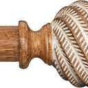 Wood Curtain Rods for Windows 66 to 120 Inch:Boho Farmhouse Wooden Curtain Rod for Living Room Bedroom,Rustic Adjustable Heavy Duty Drapery Rods Set Brown Decorative Bamboo Imitation Wood Grain