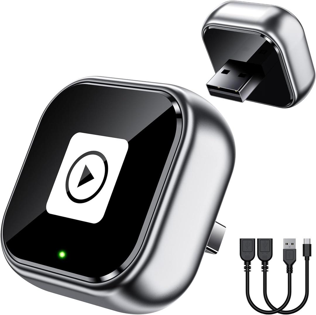 YUHUO Wireless Carplay Adapter, Wired CarPlay to Wireless,Mini USB Design for Car Play&Android Auto, 2025 Upgrade Easy Use Fast Stable Connection for iPhone (Gray)