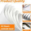30 sheets White Poster Board, 24x36 inches Large Poster Paper, 250GSM Thickness Blank Posterboard Bulk for Office Project, School Supplies, DIY, Signs Project Presentations, Crafts and Drawing