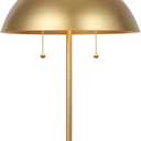JONATHAN Y 20.7" Gold/White Marble 2-Light LED Table Lamp for Modern Bedside Decor, Glam Desk Lamp, Gold Metal Dome Shade, Pull Chain Switch, Bulbs Included JYL1071A