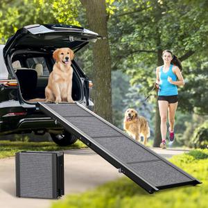 Dog Ramp for Car, SUV, Truck, and Vehicle  Portable and Adjustable Dog Ramps for Small, Medium, Large Dogs  63"x17" Folding Dog Ramp with Anti-Slip Rug Surface, Outdoor Large Dog Ramp Up to 250LBS