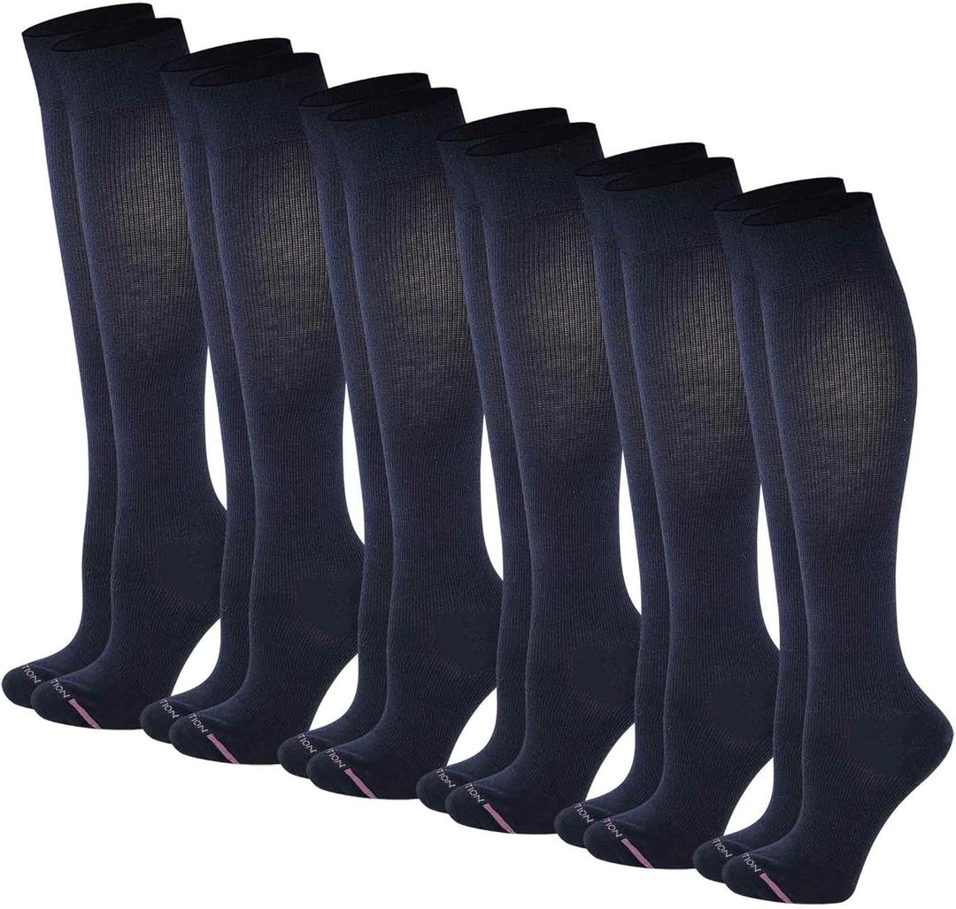 Women's Compression Socks Therapeutic Graduated (Pack of 6 Pairs) (Navy) Size: 9-11