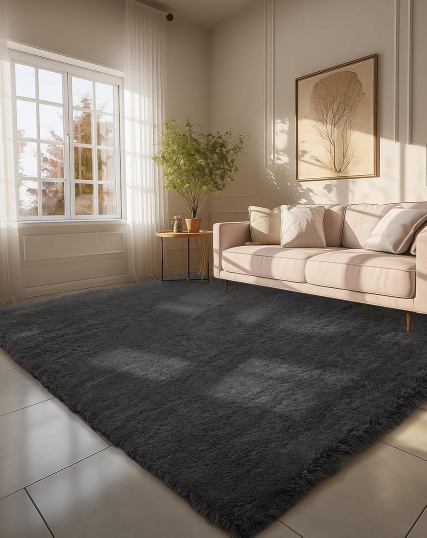 Ophanie 6'x9' Black Rugs for Living Room, LargeFluffy Shag Fuzzy Plush Soft Living Room Area Rugs, Floor Shaggy Carpets for Bedroom, Carpet for Kids Boys Girls Dorm Nursery Home Decor Aesthetic