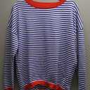 Buauty Womens Long Sleeve Crewneck Knitted Striped Sweaters Casual Color Block Drop Shoulder Pullover 2025 Trendy Tops (Medium, Black)