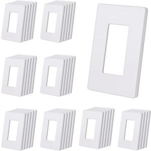 CML Matte White 1-Gang Screwless Decorative Wall Plates, 40 Pack Decorator Light Switch Covers, Standard Size 2.91 X 4.68, Scratch and Impact Resistant, Polycarbonate