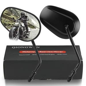 QIONGWEN Motorcycle Rearview Mirror 360 Degree Adjustment Handlebar Mirrors M8 Fit For Road King Street Electra Glide Dyna Sportster Softail Road Glide