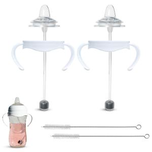 Sippy Cup Conversion Kit for Philips Avent Natural Baby Bottles 2-Count Food Grade Silicone Spout Nipples, All Silicone Weighted Straw, Bottle Handles, Cleaning Brush, BPA-Free 4+ months (Sippy Spout)