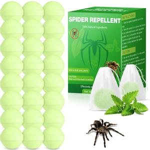 Peppermint Oil Spider Repellent - 24 Pack Spider Repellent Balls for House Garage to Get Rid of Spiders Outdoor Indoor, Deterrent for Roaches, Ants, Bugs, Spider, Keep Pest Out Safe for Humans & Pets