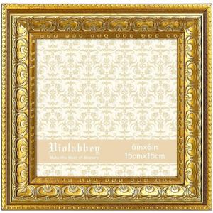 VIOLABBEY 6x6 Picture Frame Gold, Vintage Photo Frame for Wall or Tabletop Display, Classic Design for Office Home Decor, Fits 6x6 Pictures