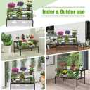 Metal Plant Stand Metal 2 Tier Potted Multiple Flower Pot Holder Plant Shelf Indoor Plants Multiple,Outdoor Heavy Duty Planter Display Shelving Unit for Patio Garden Corner Balcony Living Room(Black)