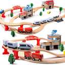 Electric Toddler Wooden Train Set Toy, 88 PCS Train Track Toys for 3 4 5 Years Old, Great Christ Gift for Kids, Boys and Girls