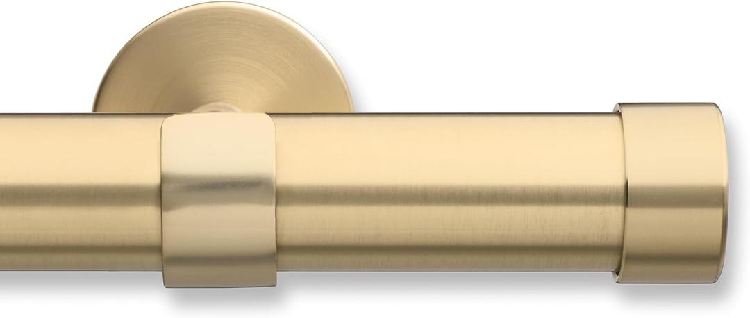 MODE Cambria Designer Series - Premium 6 foot Custom Curtain Rod - 1-1/8 inch Large Diameter - Non-Adjustable for a Seamless Look - Premium Designer Brackets and End Caps - Brushed Gold Finish