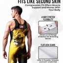 Exxact Sports Sublimated Adult & Youth Wrestling Singlet - Premium Powerlifting Singlet for Men & Boys, Unisex Singlets (Lion)