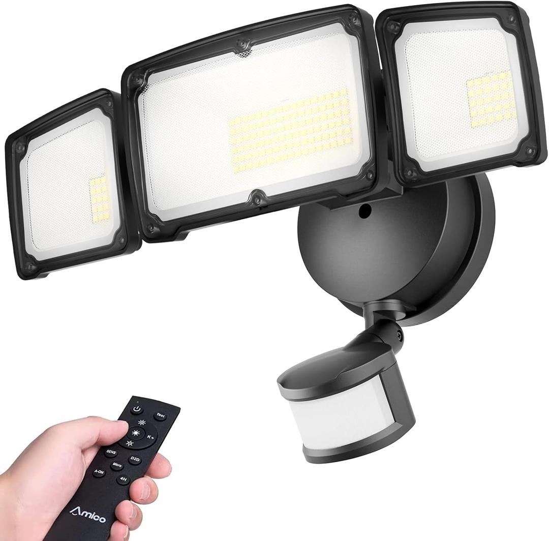 40W Remote Control LED Security Light Motion Outdoor, 4000LM Bright Security Light with Remote, 2700-6500K Stepless Adjustment, IP65 Waterproof, Motion Activited Light for Porch, Yard, Entryways