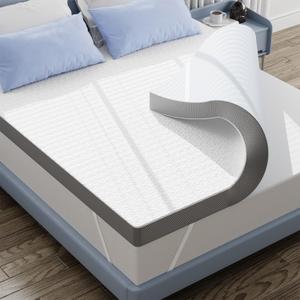 3 Inch Firm Mattress Topper King Size, Cooling Mattress Pad with Gel Memory Foam, 40D High Density Bed Topper with Removable Soft Cover, Pressure Relief & Non-Slip, CertiPUR-US Certified