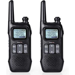 Radioddity FS-T1 FRS Two-Way Radio Long Range License-Free Walkie Talkies NOAA, 22 Channels 154 Privacy Codes with Earpiece, USB Charging, 2 Pack