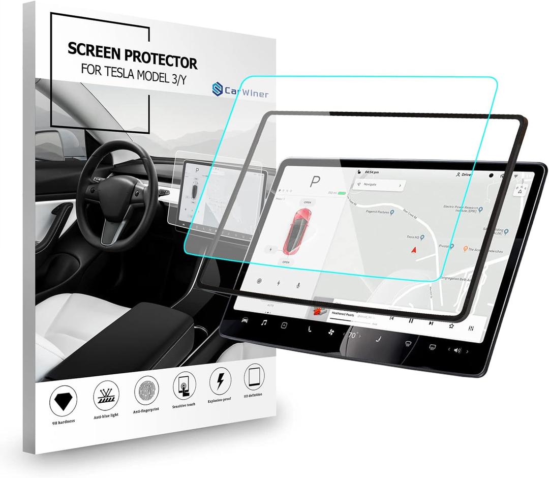 Carwiner Matte Screen Protector Compatible with 2021-2023 Tesla Model 3 and 2021-2024 Tesla Model Y 15" Center Control Touch Screen Navigation Tempered Glass Accessories 9H Anti-Glare Carwiner Matte Screen Protector Compatible with 2021-2023 Tesla Model 3 and 2021-2024 Tesla Model Y 15" Center Control Touch Screen Navigation Tempered Glass Accessories 9H Anti-Glare